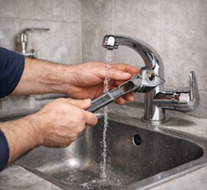 Plumber repairing leaking tap and replacing mixer — TopFix South London