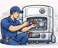 Gas Safe engineer carrying out boiler repair during service visit — TopFix South London